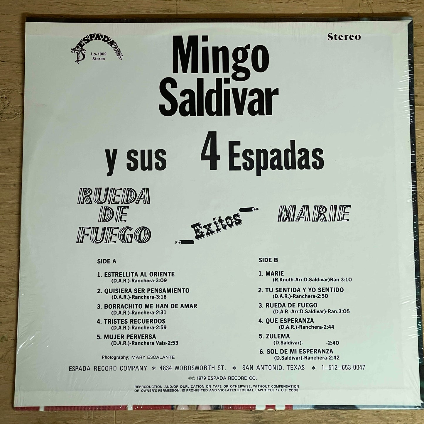 Mingo Saldivar Y Sus Tremendos Cuatro Espadas – Rueda De Fuego/Marie (Vinyl) *Sealed *1979