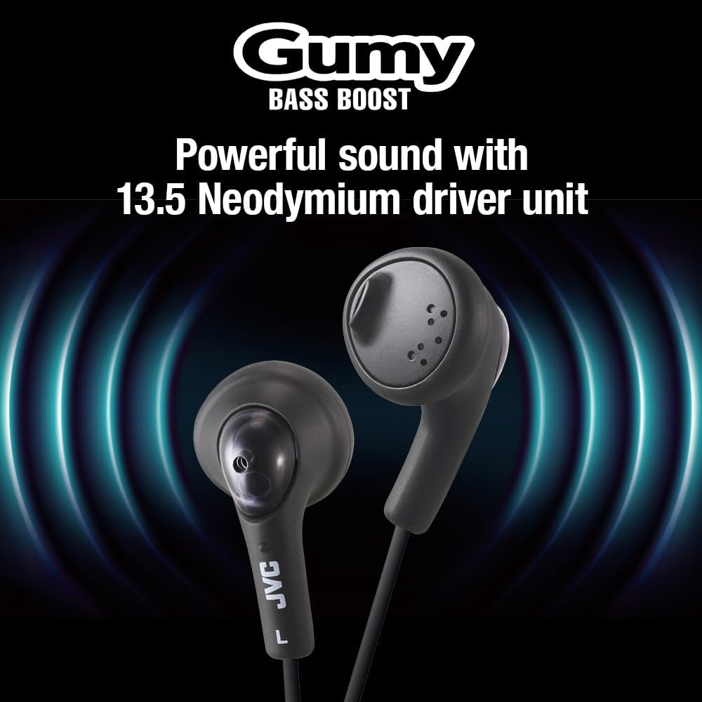 JVC HA-F160-B-K Gumy Earbud Headphones (Olive Black)