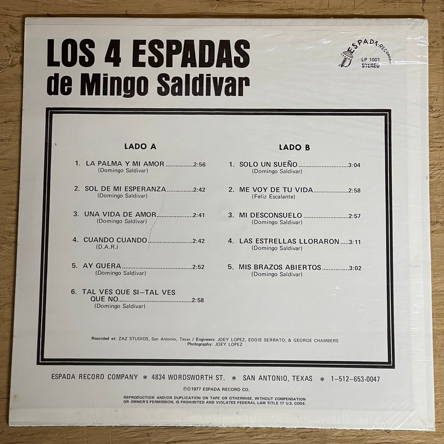 Mingo Saldivar Y Sus Tremendos Cuatro Espadas – Ay Guera, Una Vida De Amor, La Palma Y Mi Amor (Vinyl) *Sealed *1977