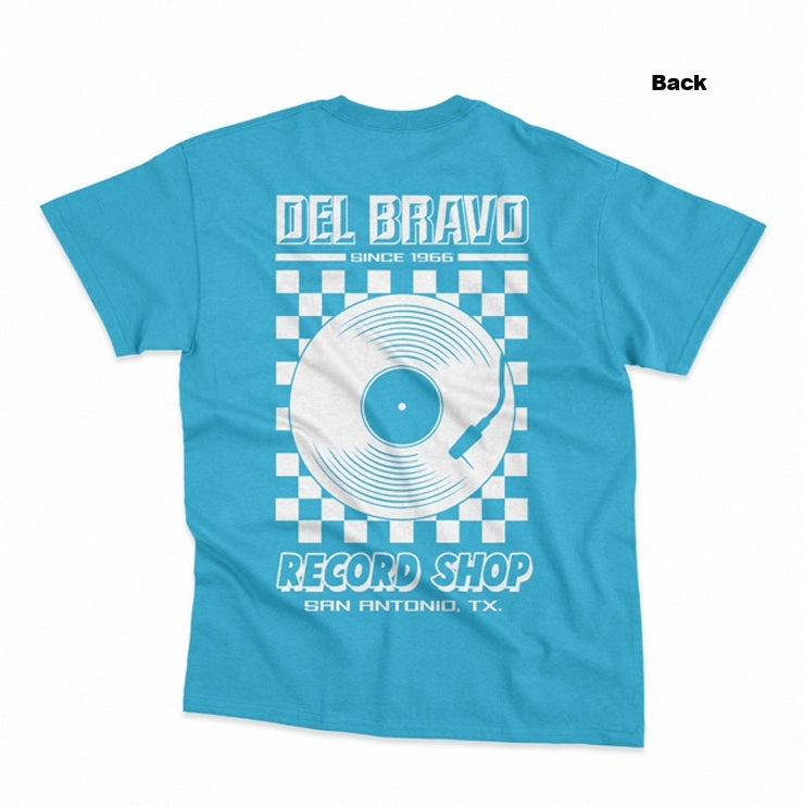 Del Bravo Record Shop Checker (Solid Electric Blue) T-Shirt DLB MERCH