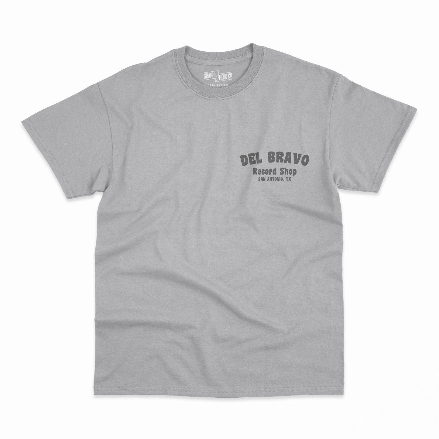 Camiseta de la tienda de discos Del Bravo Spinning The Hits (gris atlético sólido) DLB MERCH