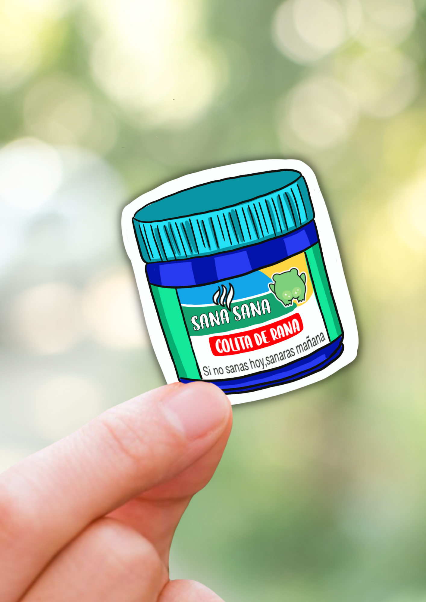 Sana sana colita de rana die cut sticker