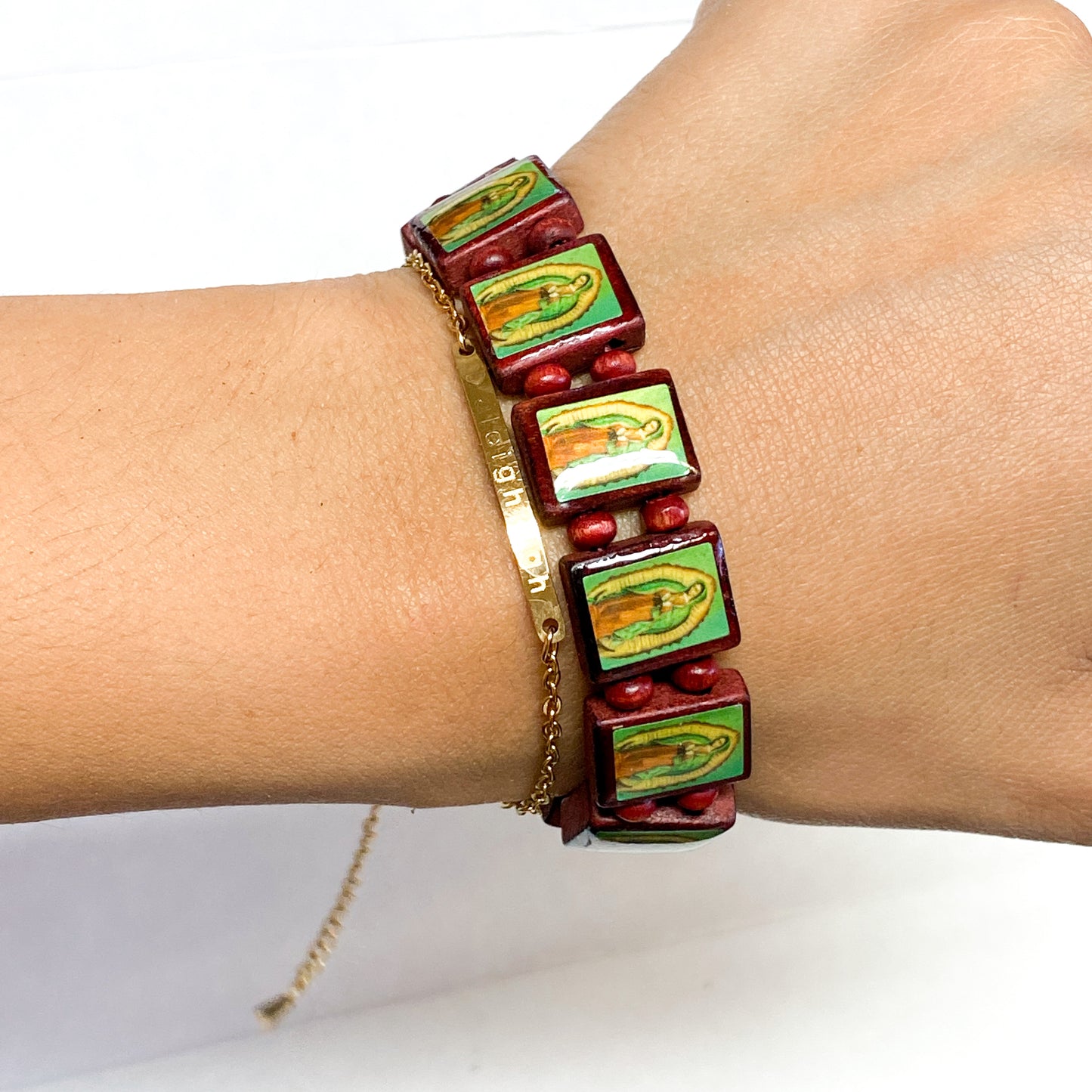 Virgen de Guadalupe Wooden Red Cedar Bracelet