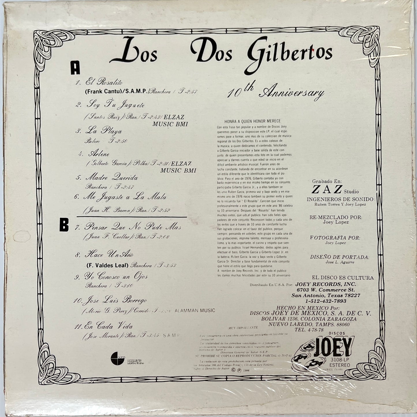 ロス・ドス・ジルベルトス - 10周年記念 (アナログ盤)