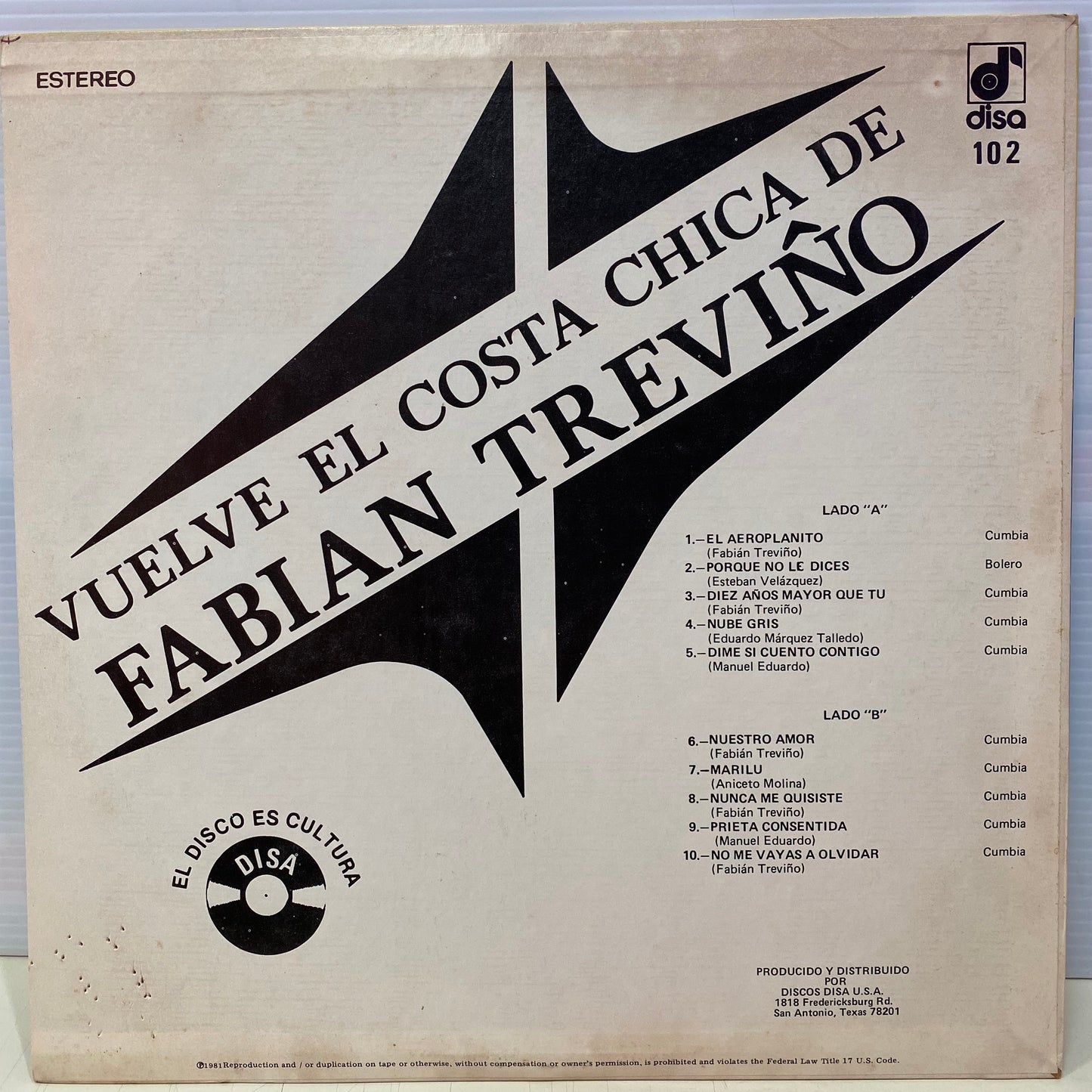 Vuelve El Costa Chice de Fabian Trevino (Open Vinyl)