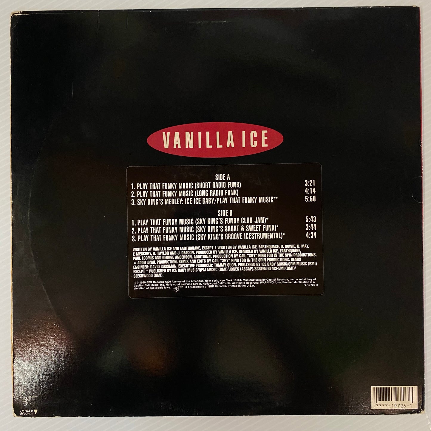 Vanilla Ice - Play That Funky Music( Vinyl)