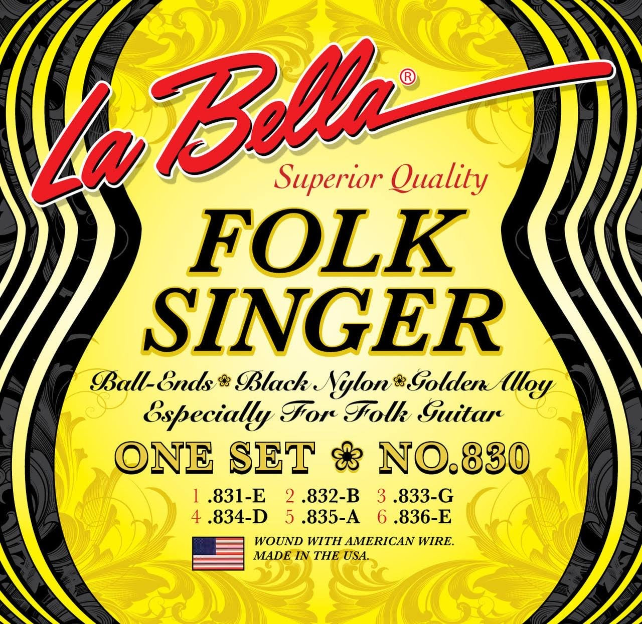 LaBella 830 Labella Folksinger Blk Treb