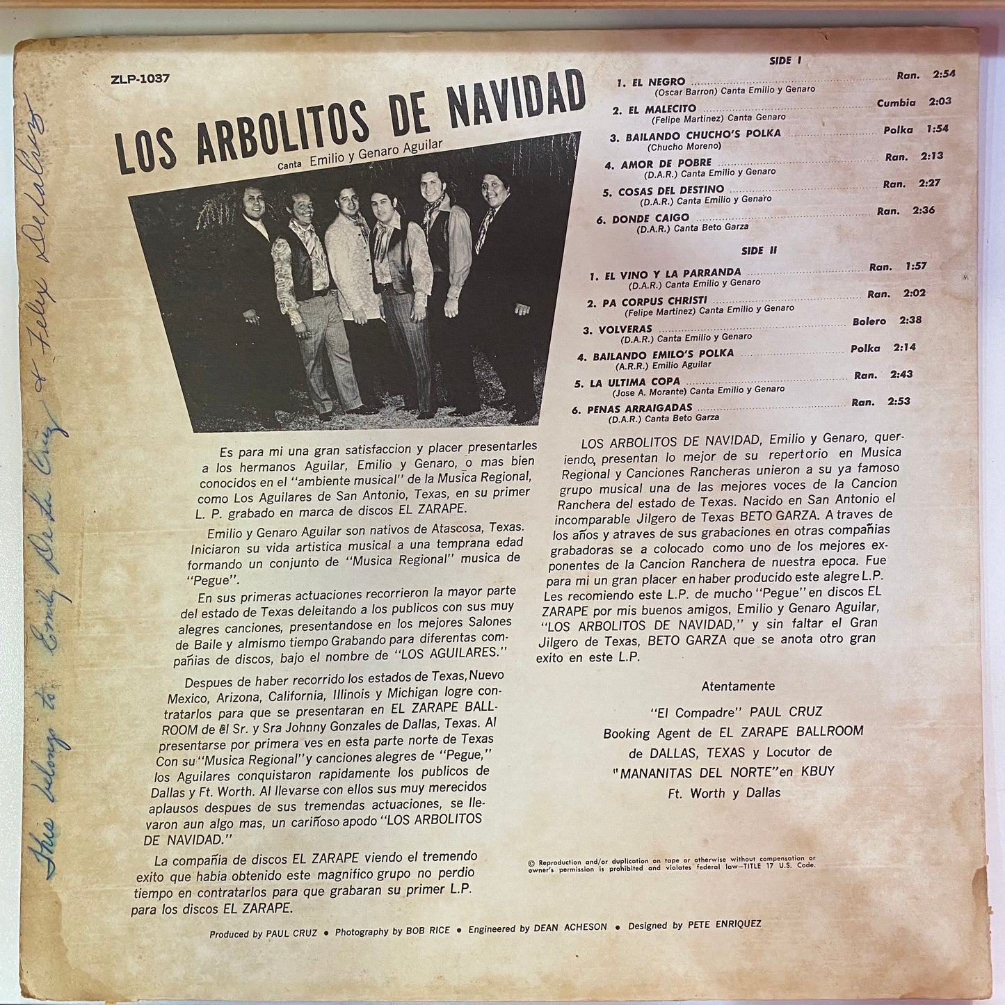 Los Aguilares de San Antonio (Portada de vinilo)