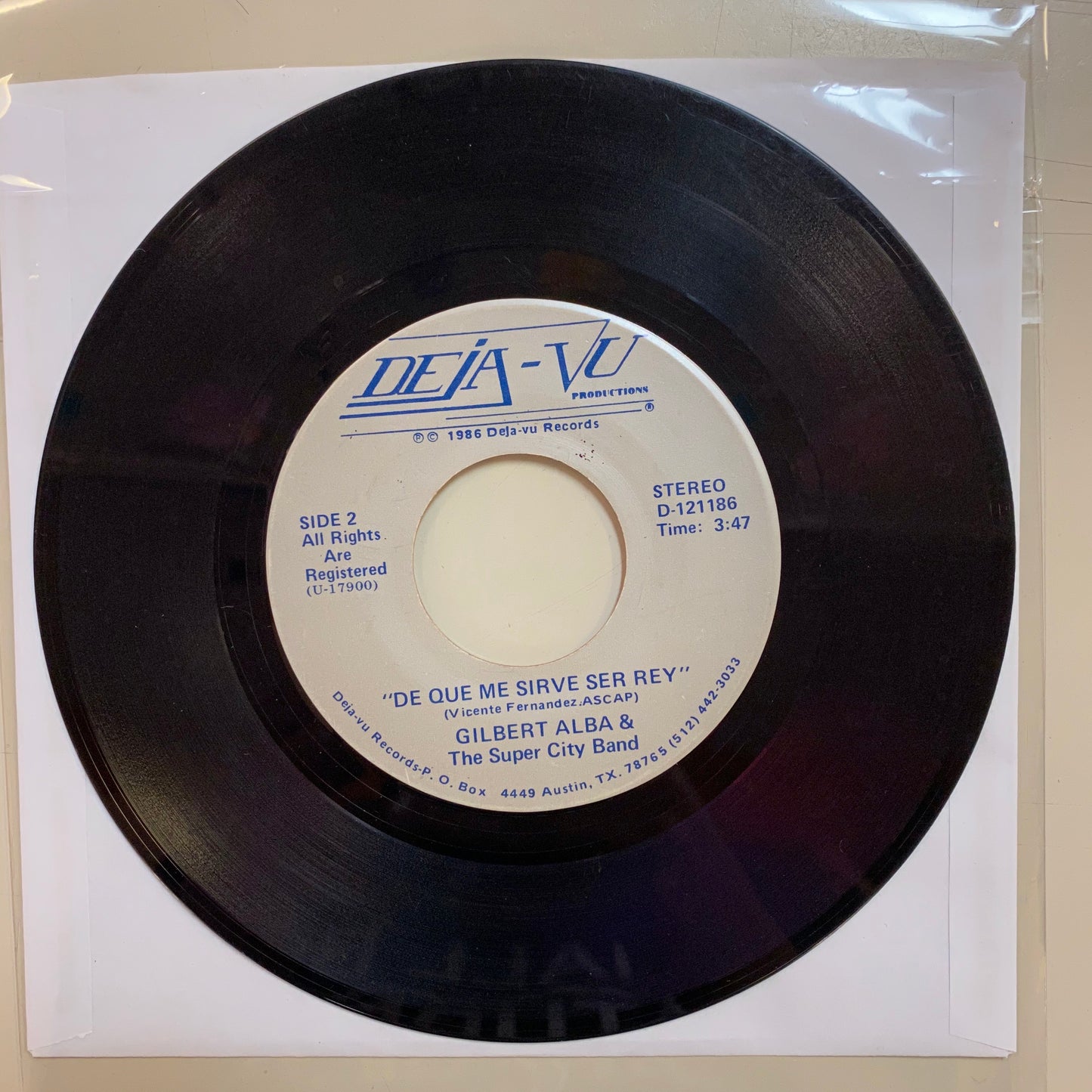 Gilbert Alba - “De Que Me Sirve Ser Rey” / Muchchacha Hermosa” (45 RPM)