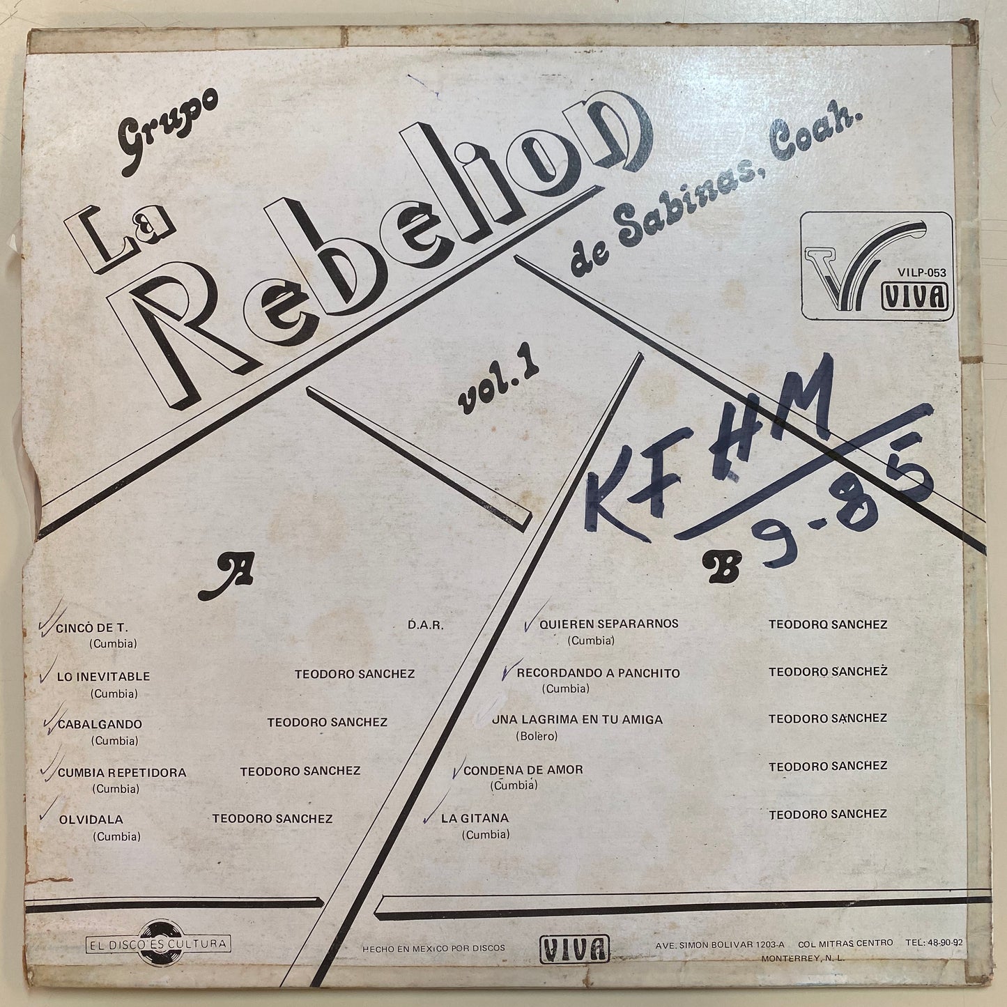 La Rebelión de Sabinas, Coah. (Vinilo abierto)