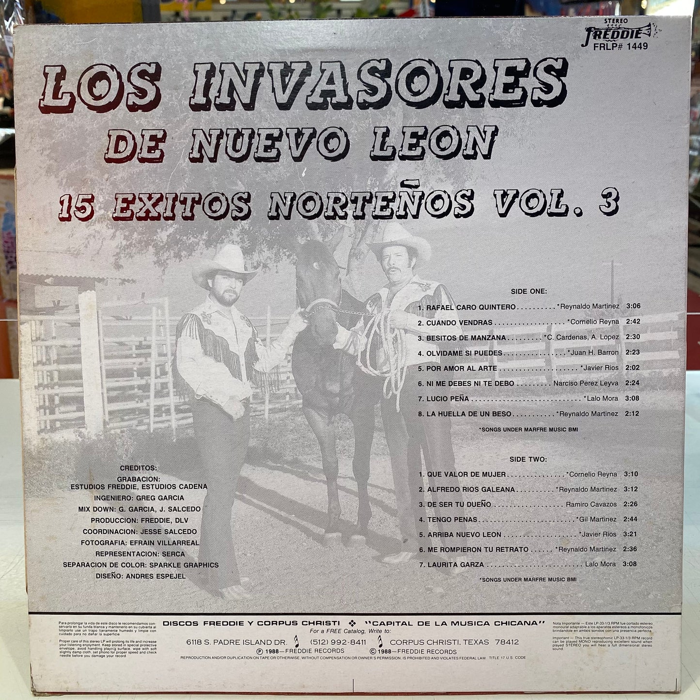 Los Invasores De Nuevo León - 15 Exitos Norteños Vol. 3(ビニール)