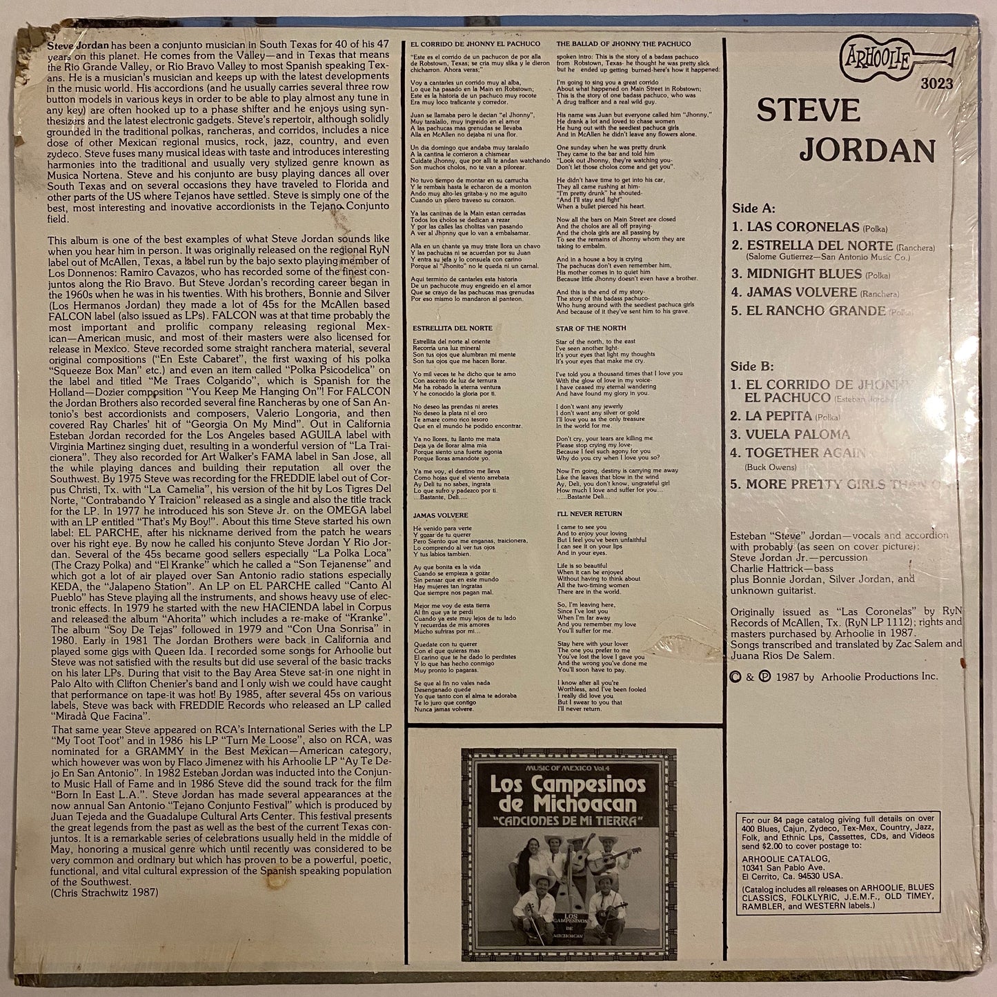 Steve Jordan - "El Corrido De Jhonny El Pachuco (Vinyl)