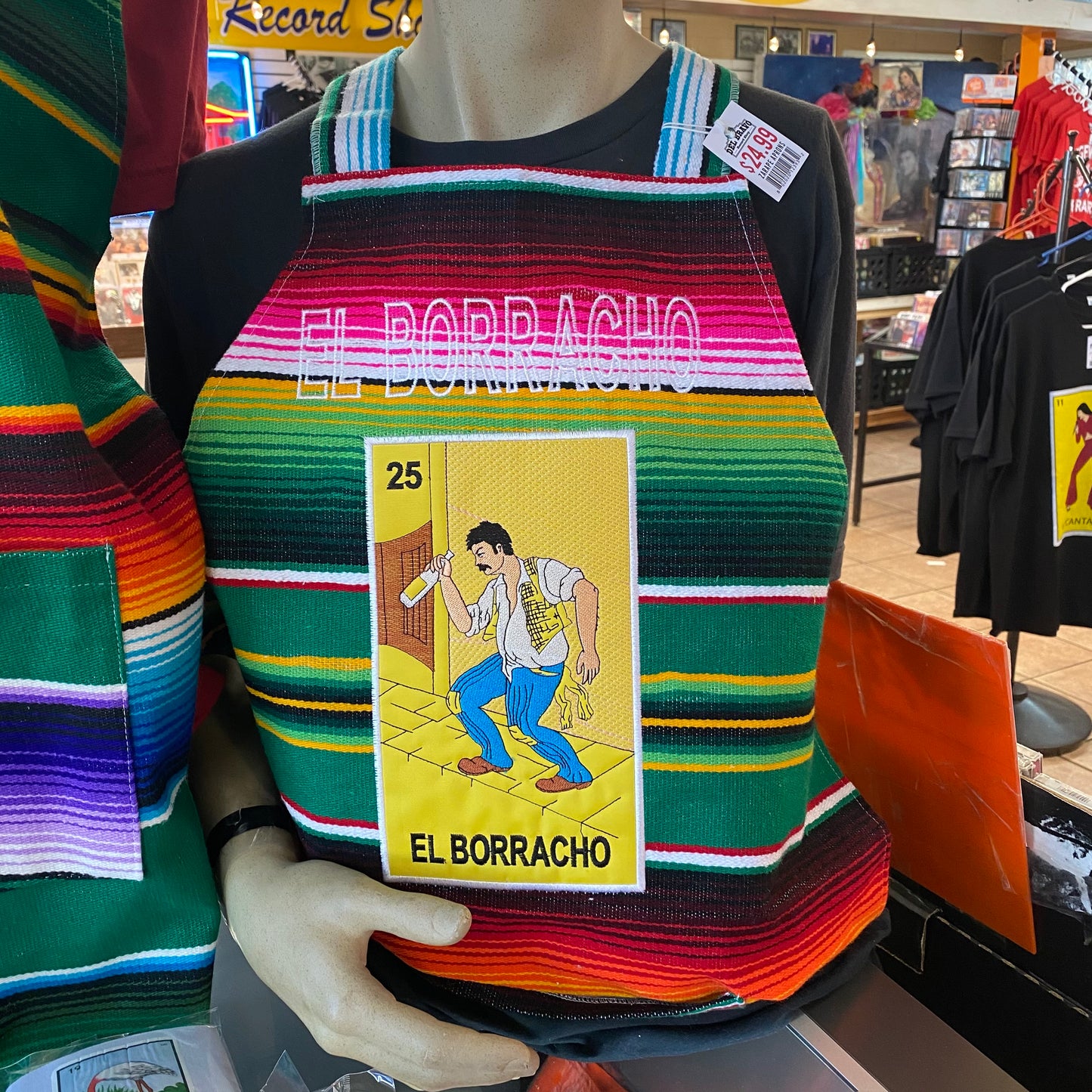 El Borracho Loteria Sarape Apron