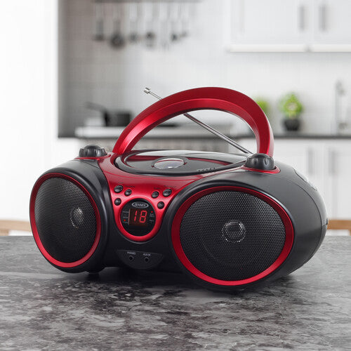 Jensen CD-490 Portable CD Player Sport Stereo - AM/FM Radio (Red/Black)