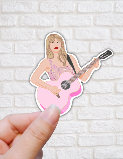 Taylor Playing Guitar Sticker