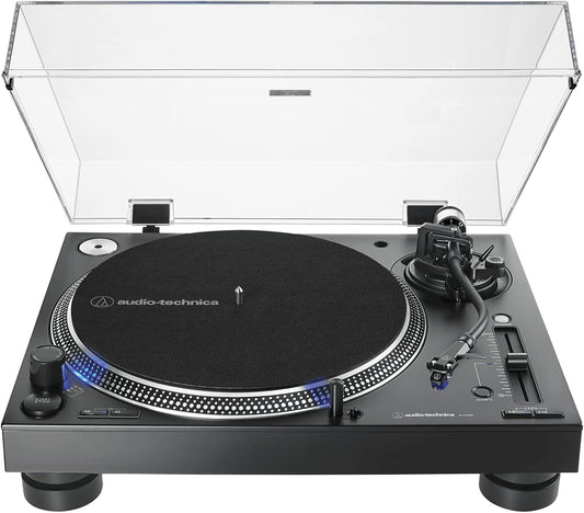 Plato giratorio para DJ totalmente manual profesional con accionamiento directo Audio Technica AT-LP140XP-BK (negro)