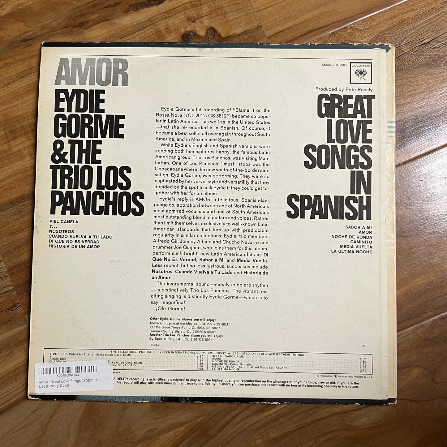 *Open: Eydie Gorme Y Trio Los Las Panchos - Great Love Songs in Spanish (Vinyl)