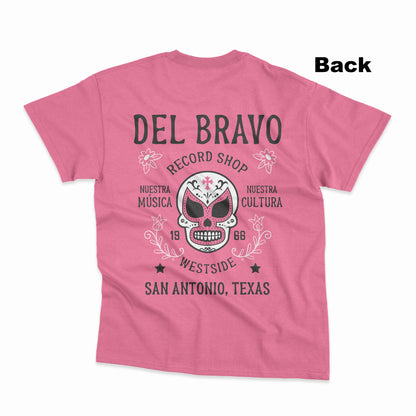 Del Bravo Record Shop Nuestra Musica Nuestra Cultura (Solid Heather Pink) T-Shirt DLB MERCH