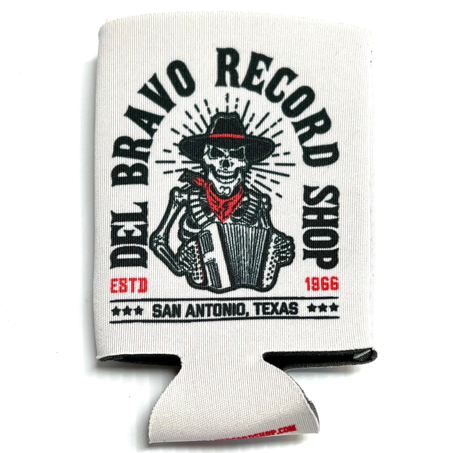 Del Bravo Record Shop White Koozie