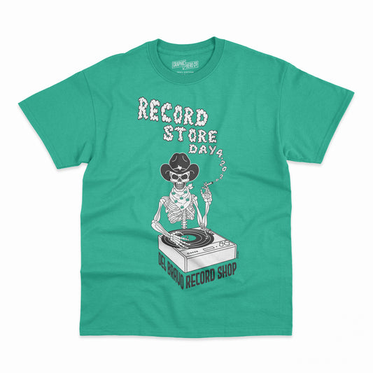 Del Bravo Record Shop Record Store Day 2024 (Solid Green) T-Shirt DLB MERCH
