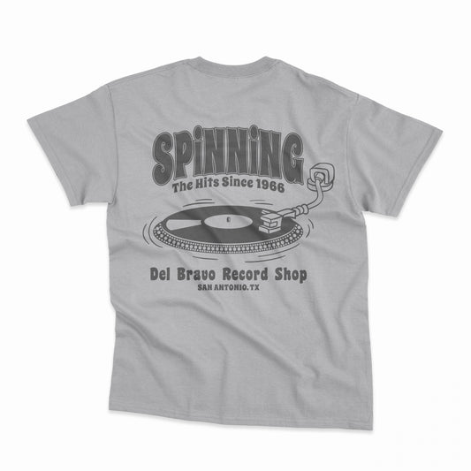 Del Bravo Record Shop Spinning The Hits (Solid Athletic Gray) T-Shirt DLB MERCH