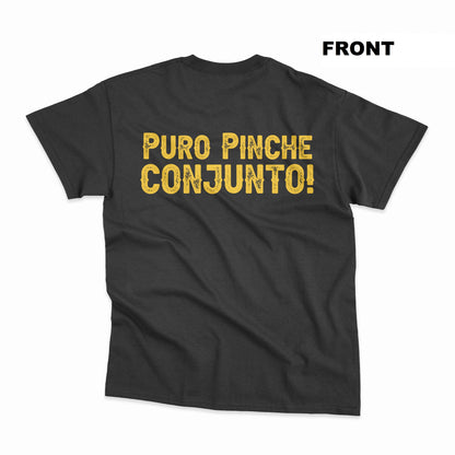 Del Bravo Record Shop Puro Pinche Conjunto! (Solid Black) T-Shirt DLB MERCH