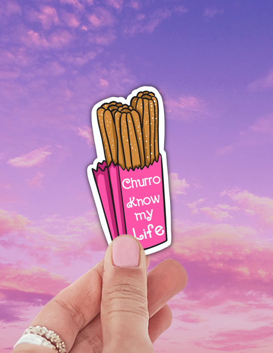 Pegatina latinx de "Churro conoce mi vida"