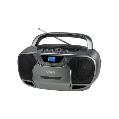 Jensen CD590GR Bluetooth Boombox CD Cassette Recorder AM/FM (Gray)