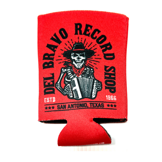 Del Bravo Record Shop Red Koozie