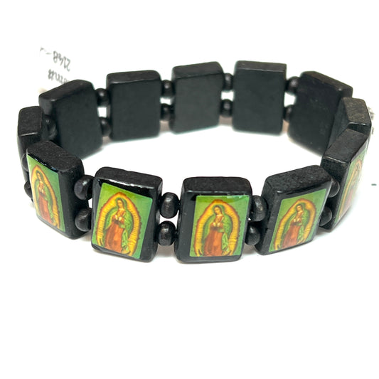 Virgen de Guadalupe Wooden Black Cedar Bracelet