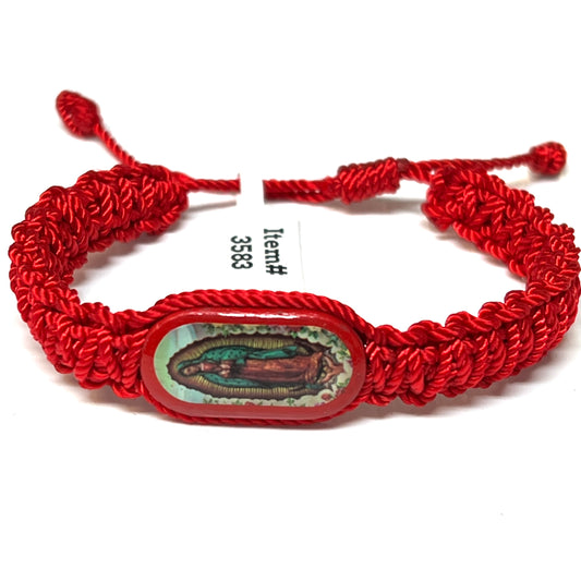 Virgen de Guadalupe Red Braided Adjustable Bracelet