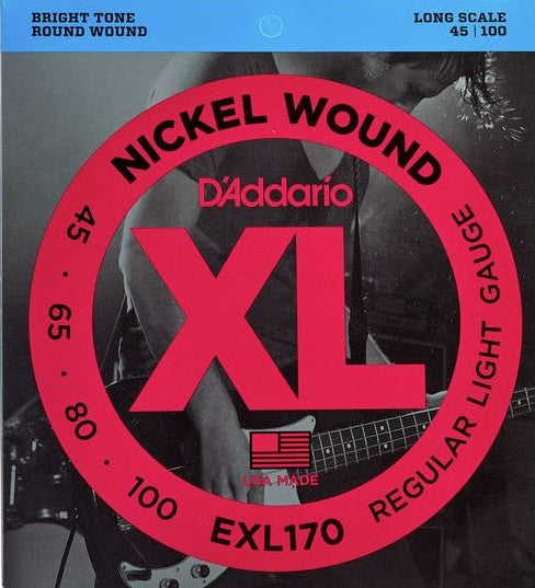 D'Addario EXL170 Nickel Wound Bass Guitar Strings Light 45-100 Long Scale
