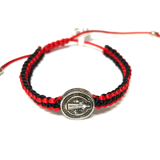 Saint Benedict Red & Black Rope Bracelet