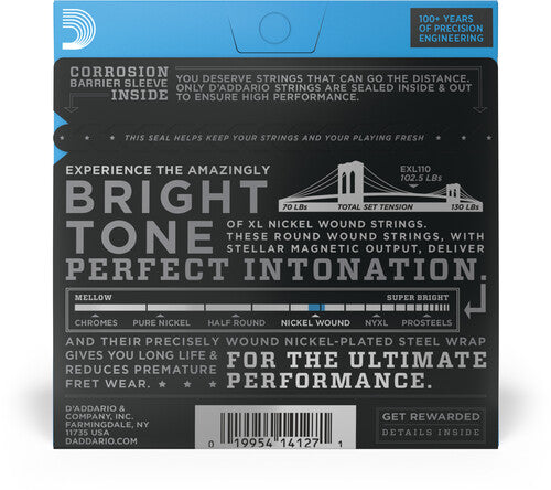 D'Addario EXL110 Nickel Wound Electric Guitar Strings Regular Light 10-46