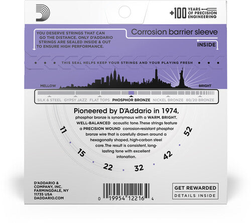 D'Addario EJ26 Phosphor Bronze Acoustic Guitar Strings Custom Light 11-52