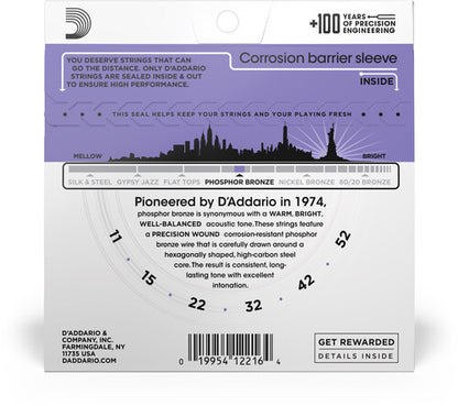 D'Addario EJ26 Phosphor Bronze Acoustic Guitar Strings Custom Light 11-52