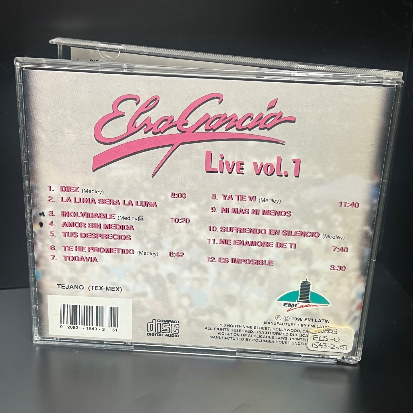 *Open: Elsa Garcia - Live Vol. 1 - Tejano Classics *1996 (CD)
