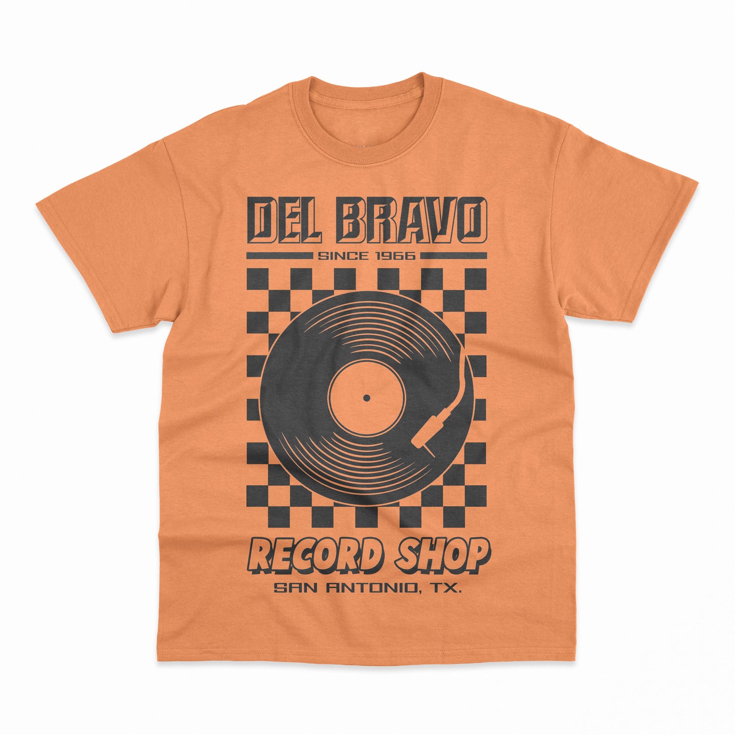 Camiseta Del Bravo Record Shop Checker (naranja mandarina sólida) DLB MERCH