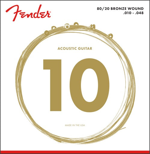 Fender Acoustic Guitar 80/20 Bronze Extra Light Ball End, .010 - .048, 70XL