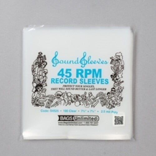 7 Inch 45 RPM Record Outer Sleeve - 100 Count (Clear) (S-4525)