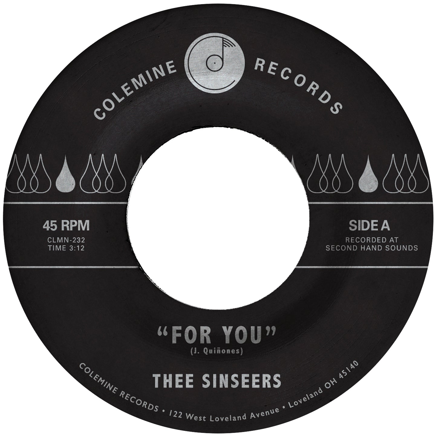 Thee Sinseers - For You / Si Lloraras (45rpm 7" ブルー ビニール)