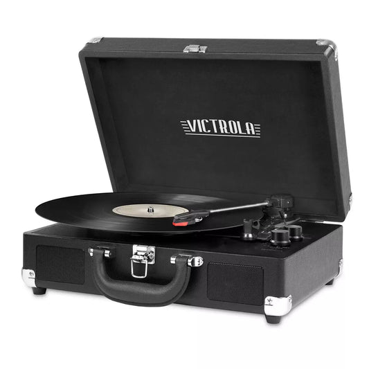 Tocadiscos de 3 velocidades con altavoces Bluetooth Victrola VSC-550BT-BLK The Journey Suitcase (negro)