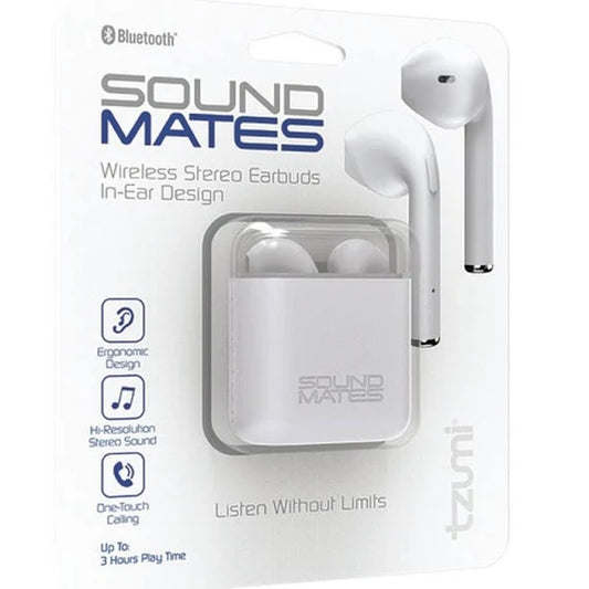 Tzumi Soundmates 5761 Bluetooth Earbuds Charging Case White (Bluetooth, White)