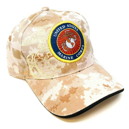 Sombrero con logotipo de sello de camuflaje del desierto del Cuerpo de Marines de los Estados Unidos bordado