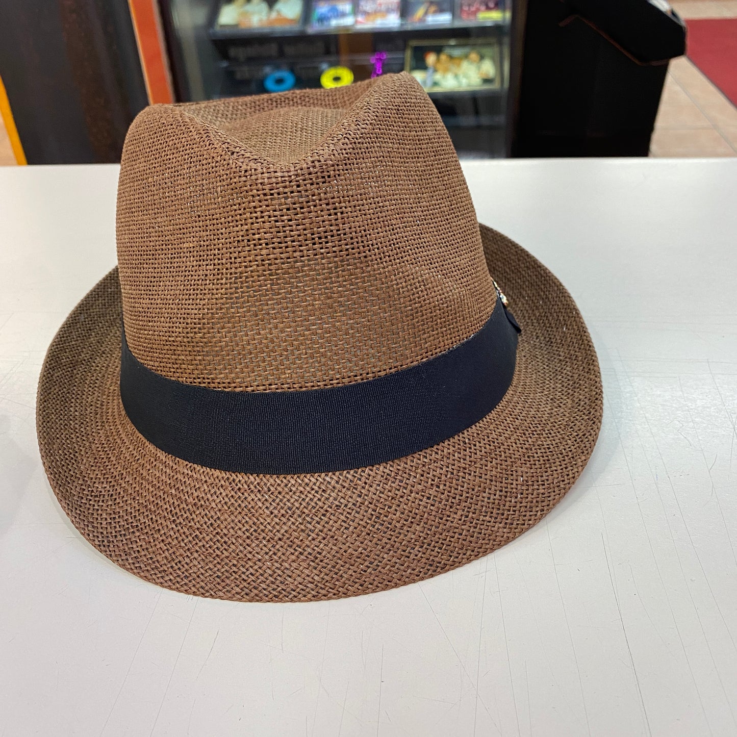 Panama Trilby Fedora Straw Hat - Brown (Large)