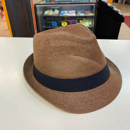Panama Trilby Fedora Straw Hat - Brown (Large)