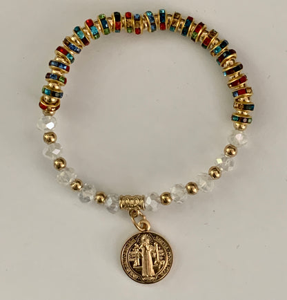 St. Benedict Key Charm Multi Color Bracelet