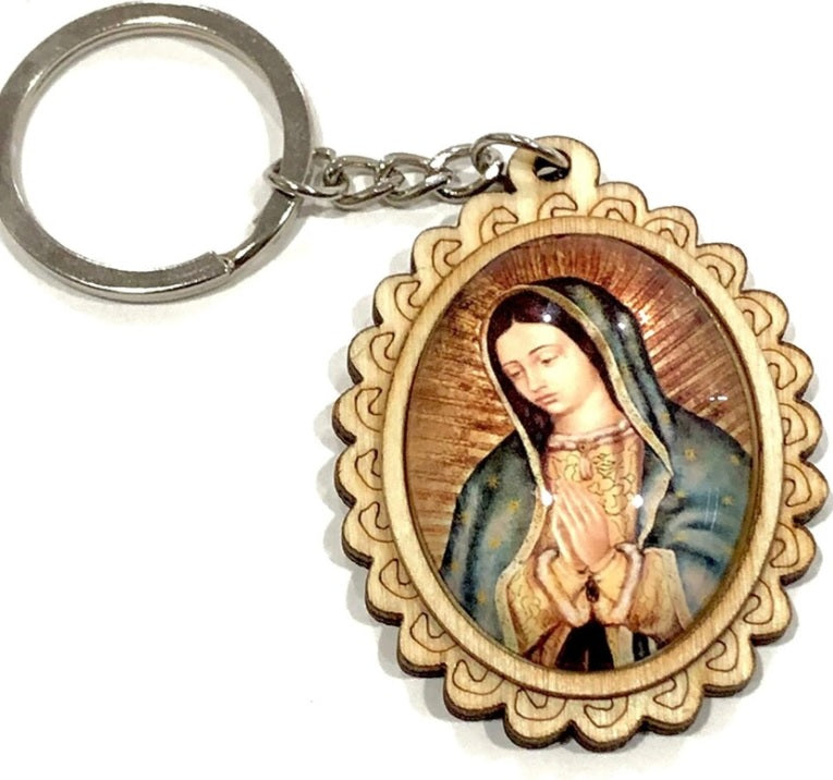 Virgen de Guadalupe Wooden Keychian