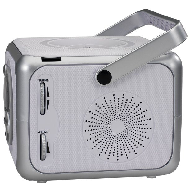 Jensen CD-555 Sistema de música portátil Bluetooth - Reproductor de CD y radio FM (Plata)
