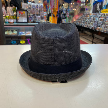 Panama Trilby Fedora Straw Hat - Black (Large)